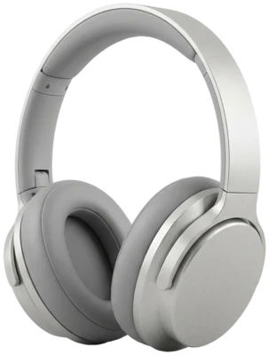 Silver over-ear headphones